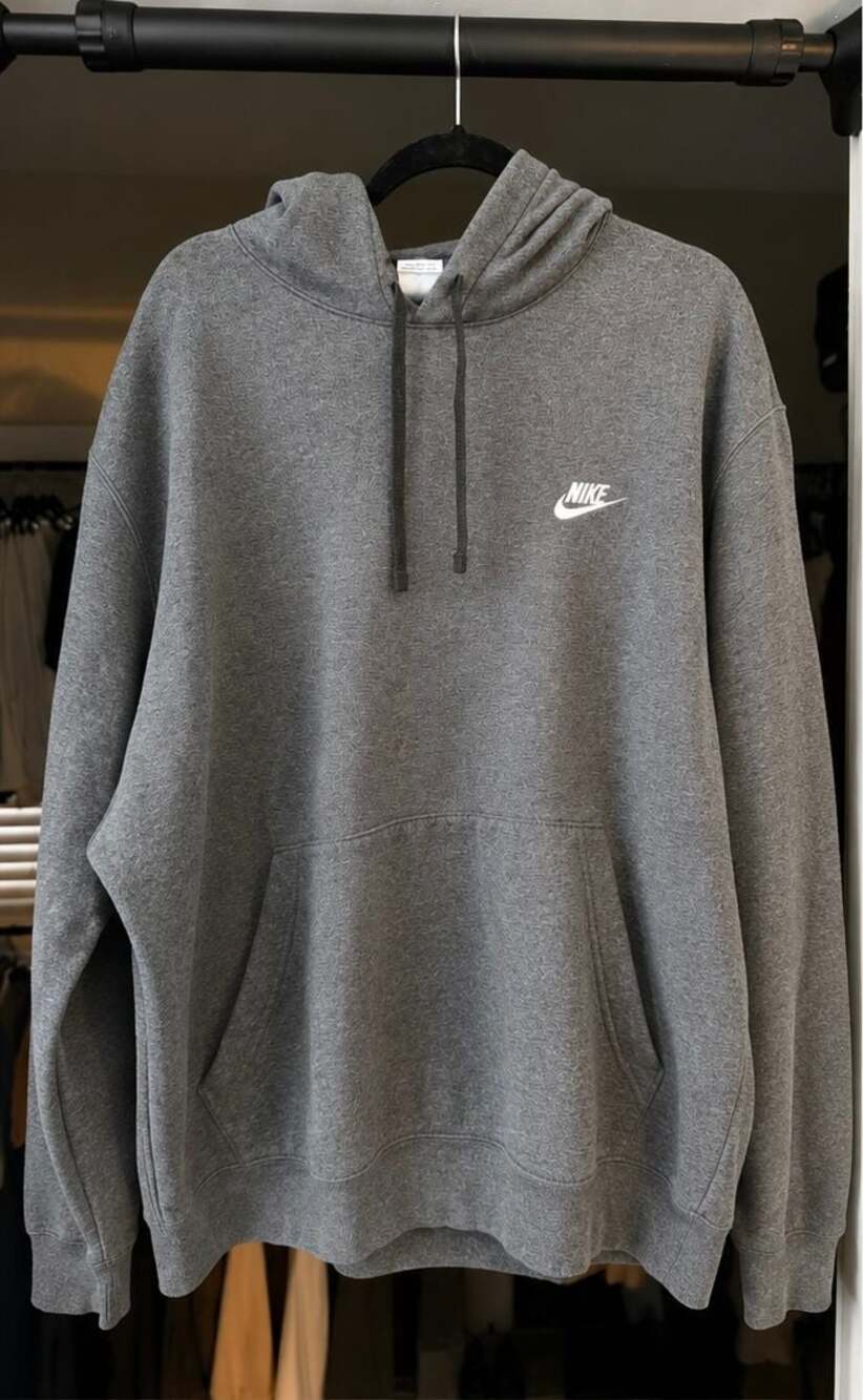 Nike Sportswear Club Fleece Pullover Hoodie Dark Grey Heather Size XXL